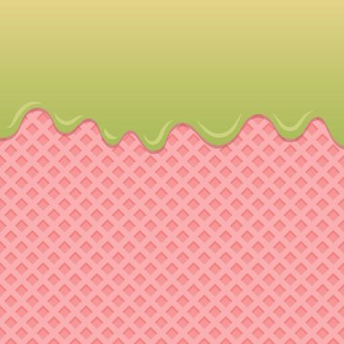 Çilekli gofret vektöründe akan kavun pekmezi.