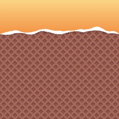 Çikolatalı gofret desenli turuncu kağıt vektörü.