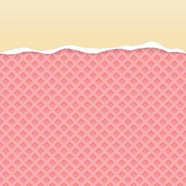 Crème Déchiré Vecteur Papier Avec Fond Motif Plaquette Rose — Image vectorielle