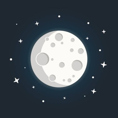 Düz çizgili ay. Ay ve yıldızlı gece uzay astronomisi. 
