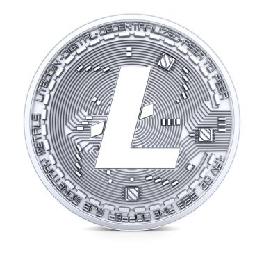 Litecoin beyaz arka plan üzerinde izole 3d