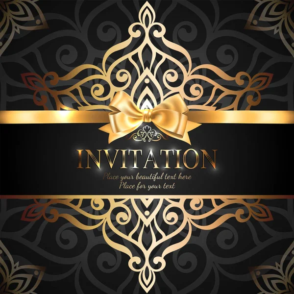 Superbe Brillante Carte Invitation Bannière Avec Ruban Arc Place Pour — Image vectorielle