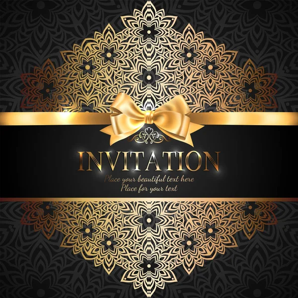 Superbe Brillante Carte Invitation Bannière Avec Ruban Arc Place Pour — Image vectorielle