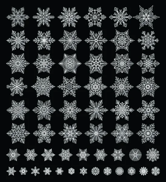Lindo Copos Nieve Blanco Colección Varios Tipos Aislados Sobre Fondo — Vector de stock