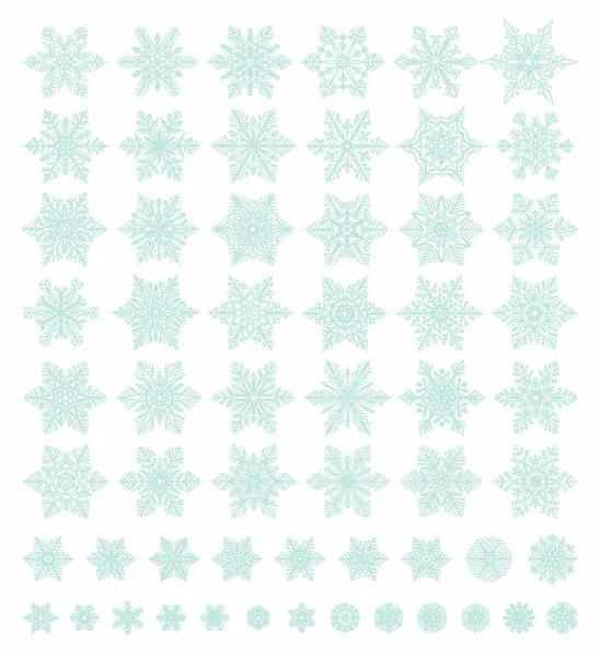 Lindos Copos Nieve Colección Varios Tipos Aislados Sobre Fondo Blanco — Vector de stock