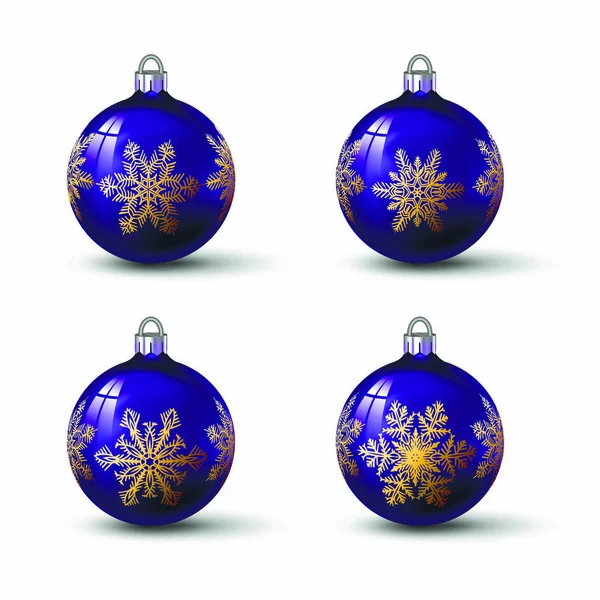 Purple Colored Christmas Balls Different Snowflake Ornament Set Isolated Realistic — Stock Vector