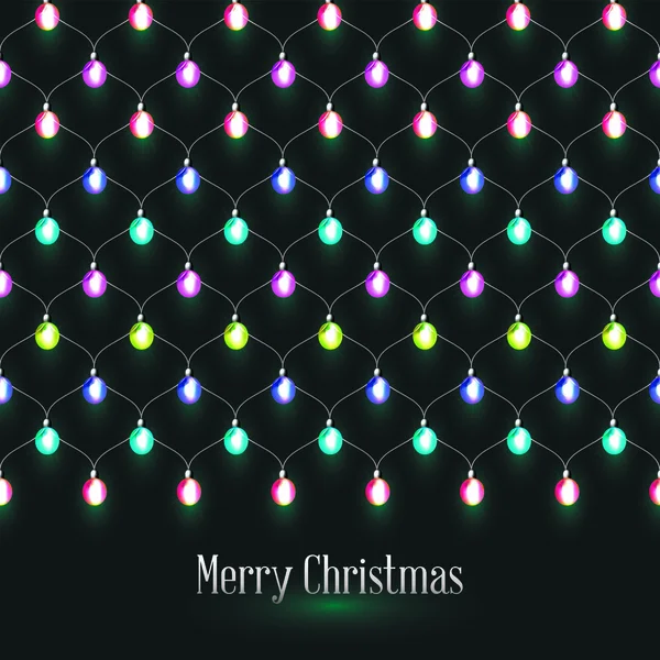五颜六色的花环在黑暗的背景 圣诞灯 向量例证与文本 — 图库矢量图片
