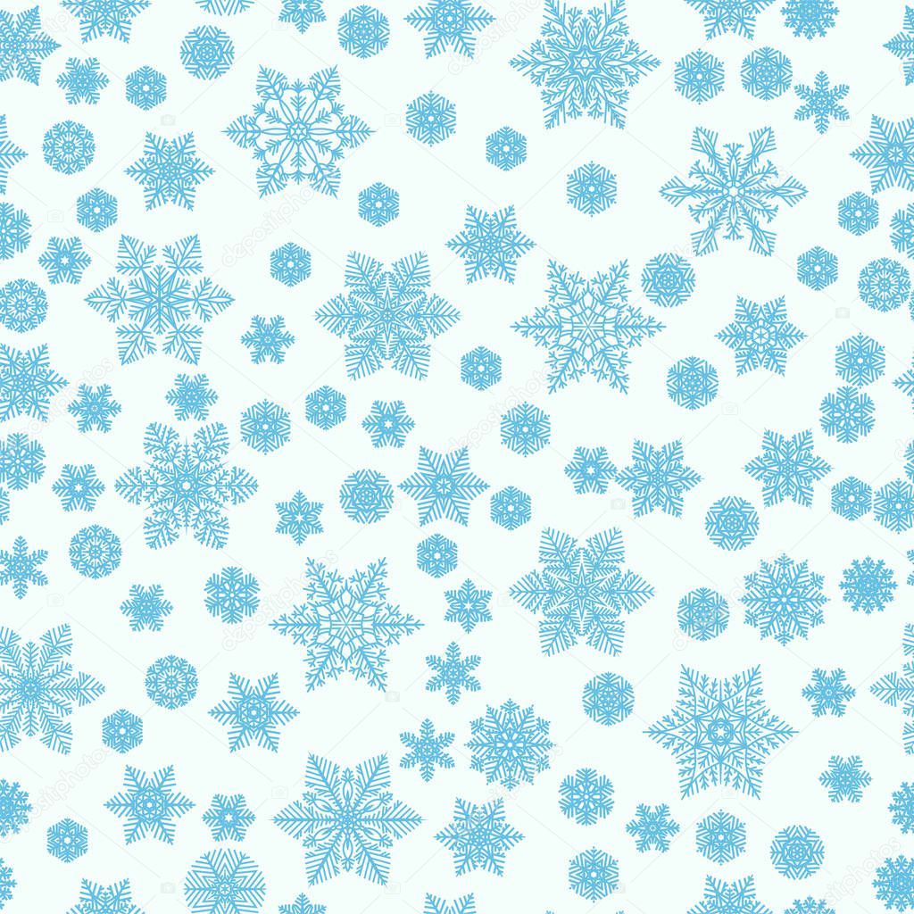 Snowflakes seamless pattern for Christmas decoration, cards, fabric or gift wrapping vector background.