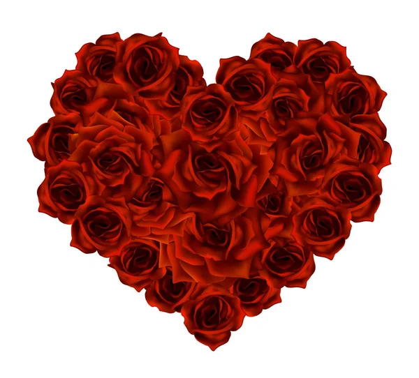 Cuore Fatto Rose Rosse Stile Fotorealistico Dettagliato Vettore Pulito Giorno — Vettoriale Stock