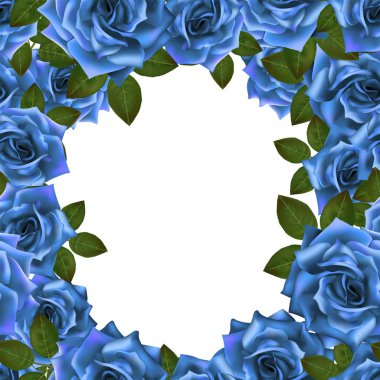 Vektör arka plan çerçeve Mavi gül ve metin için yer.