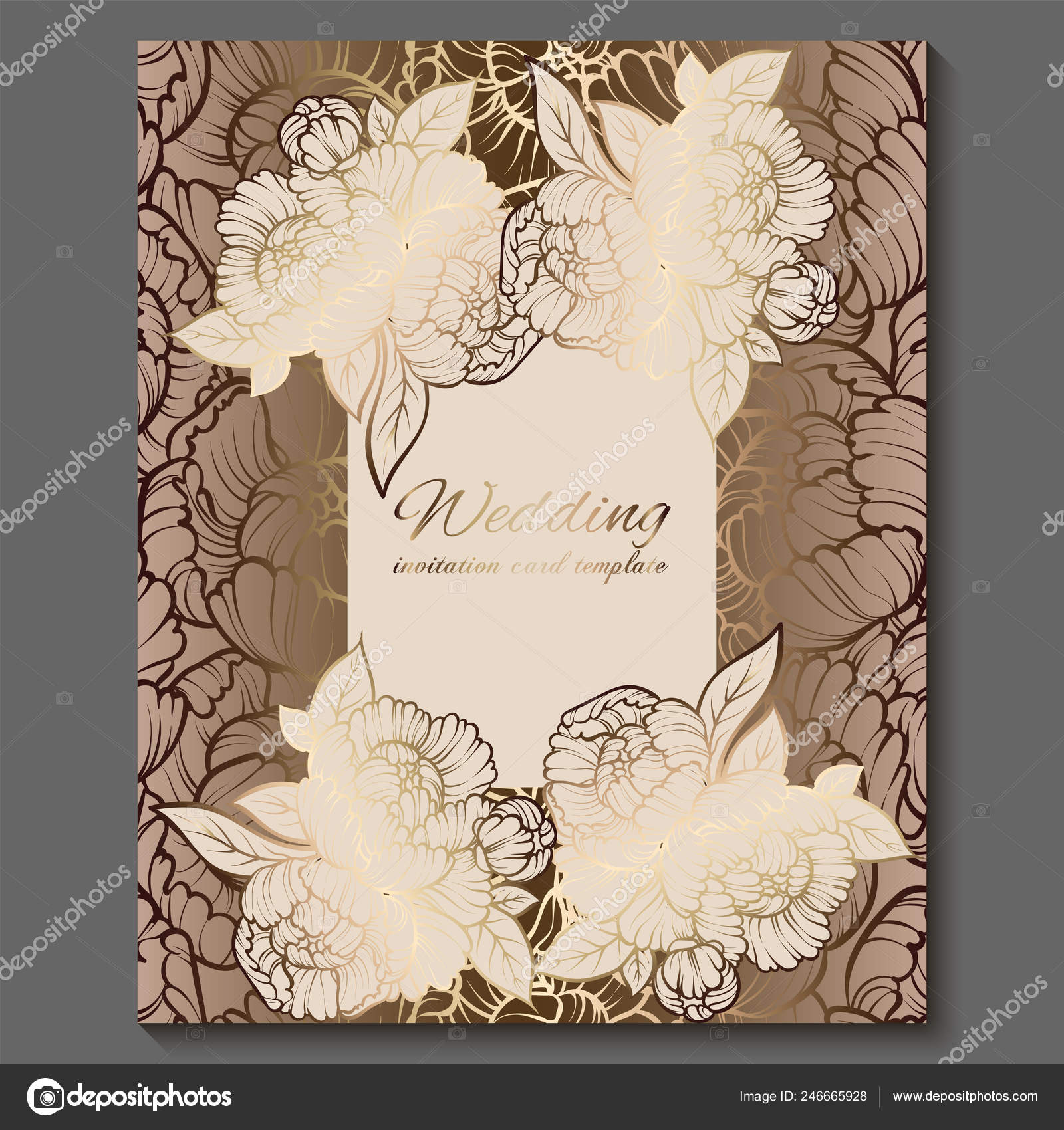 Antique Royal Luxury Wedding Invitation Gold White Background Frame Place Stock Vector C Miamilky 246665928