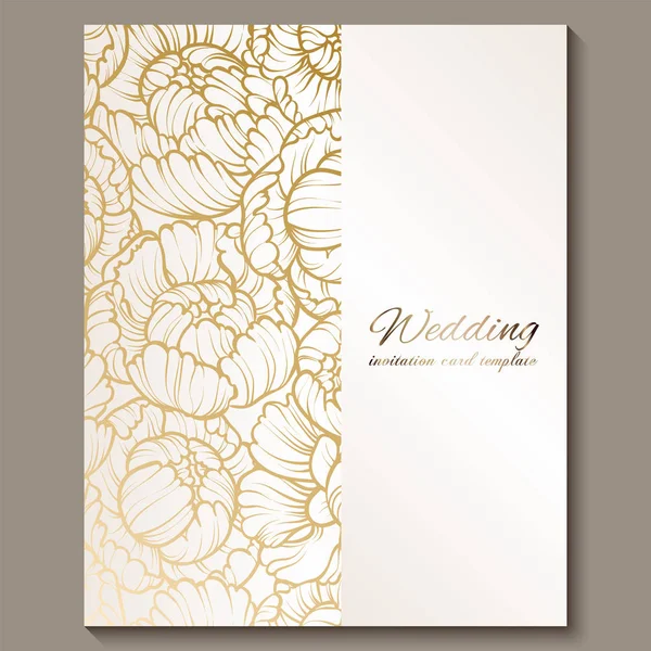 Antique Royal Luxury Wedding Invitation Gold White Background Frame Place — Stock Vector