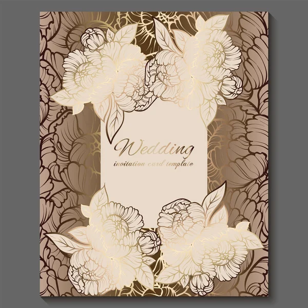 Antique Royal Luxury Wedding Invitation Gold White Background Frame Place — Stock Vector