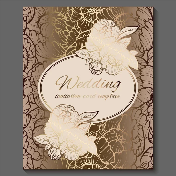 Invitación Boda Lujo Real Antigua Oro Sobre Fondo Blanco Con — Vector de stock