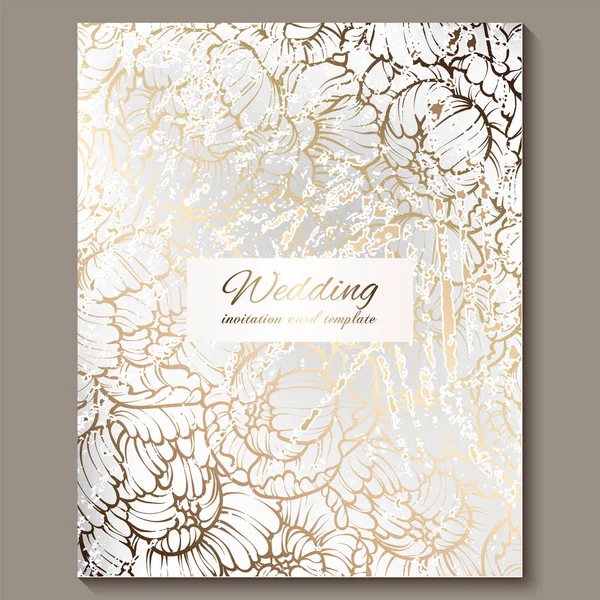 Antique Royal Luxury Wedding Invitation Gold White Background Frame Place — Stock Vector