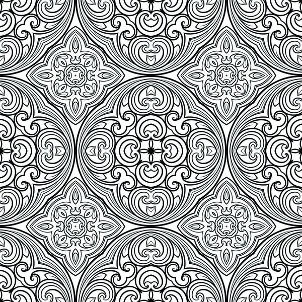Бесшовный геометрический рисунок линии в восточном или арабском стиле. Изысканная монохромная текстура. Черно-белый графический фон, кружева — стоковый вектор