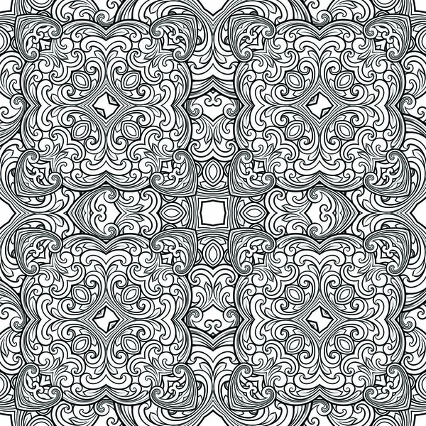 Nahtloses geometrisches Linienmuster im östlichen oder arabischen Stil. exquisite monochrome Textur. Schwarz-weißer grafischer Hintergrund, Spitzenmuster — Stockvektor