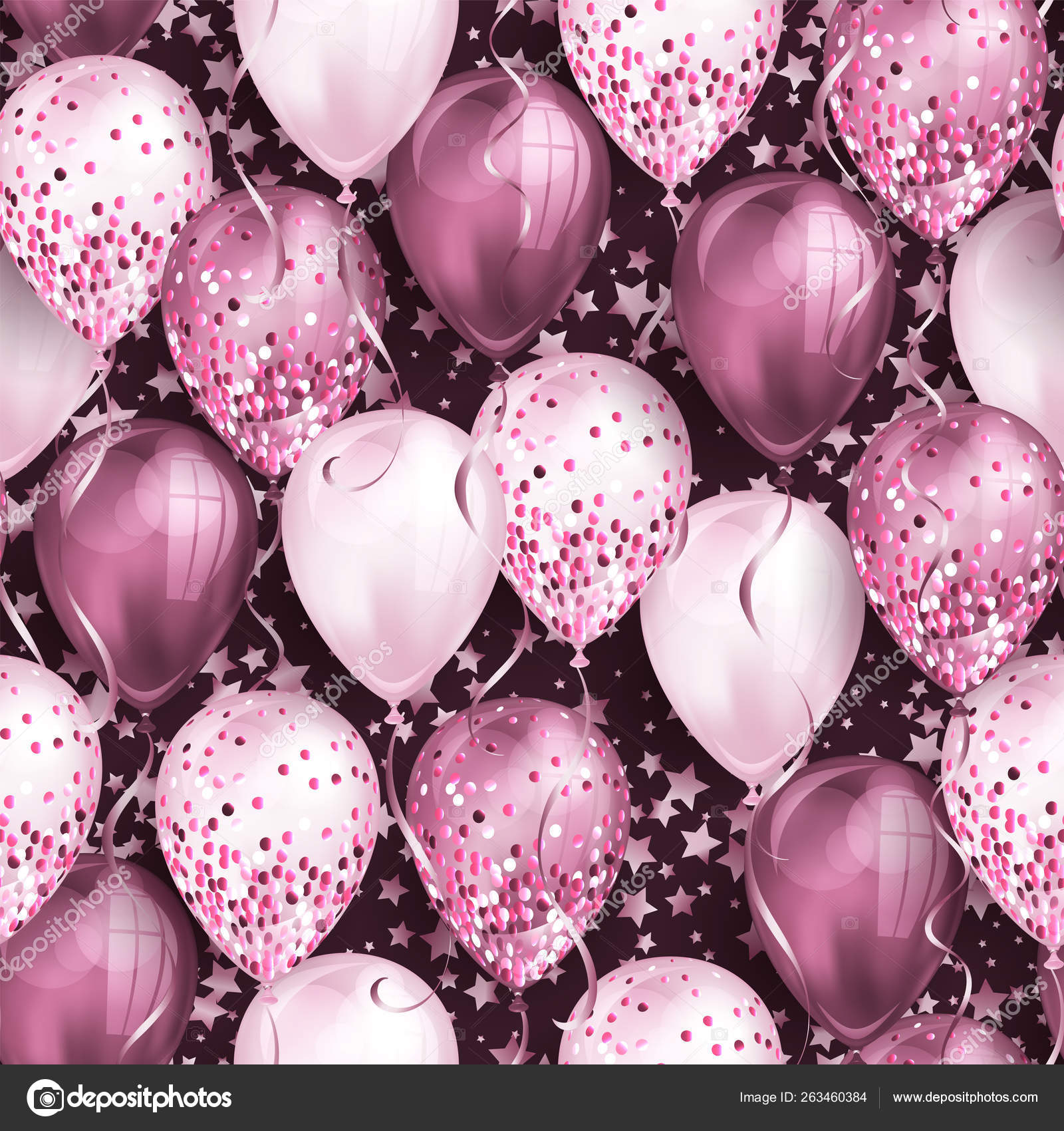 Seamless Pattern Made Of Shiny Realistic 3d Helium Balloons For