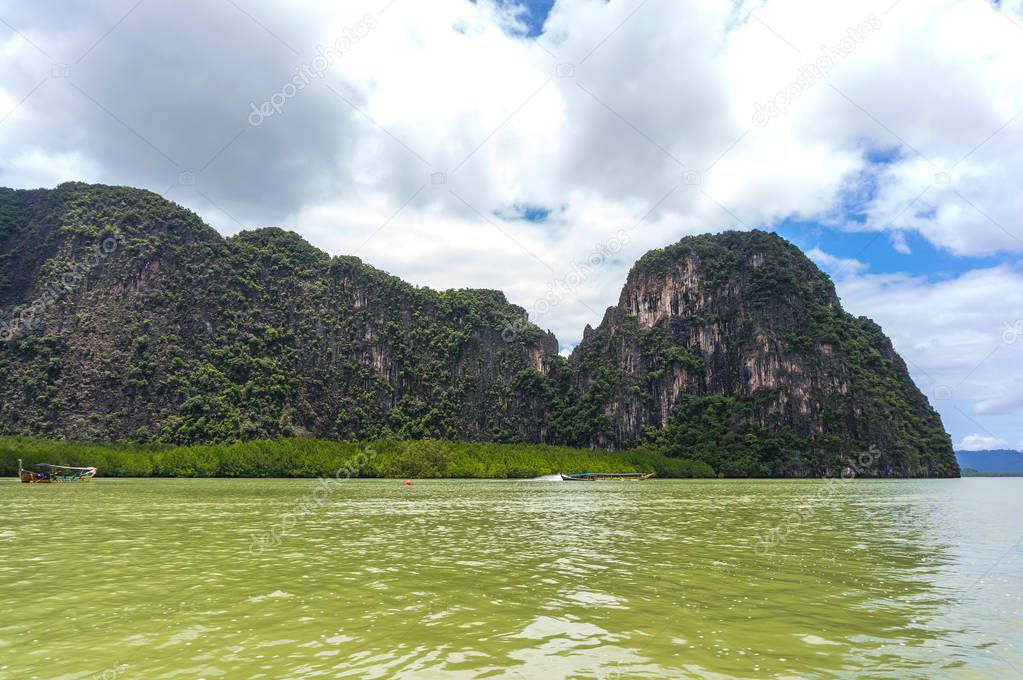 Phang Nga Bay lies between southern Thailand's mainland and Phuket Island. Also known as Ao Phang Nga National Park, it's limestone cliffs and rock formations. 