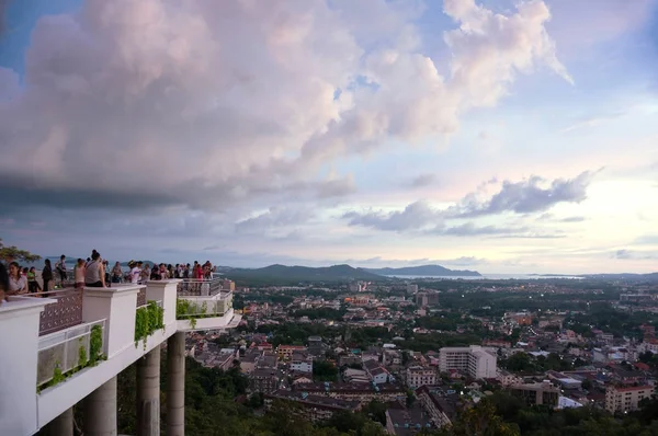 Khao Rang Hill Zonsondergang Kunt Phuket Stad Zien Onder Voeten — Stockfoto