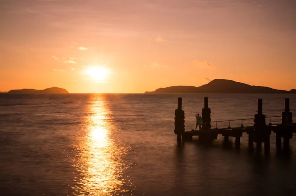 Rawai Bridge Sunrise Rawai Landing Pier Famous Place Seafood Also — Stock Photo, Image