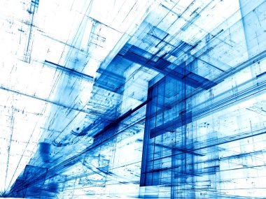 Beyaz ve mavi arka plan - soyut dijital görüntü oluşturulan