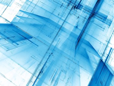 Mavi ve beyaz arka plan - soyut dijital görüntü oluşturulan