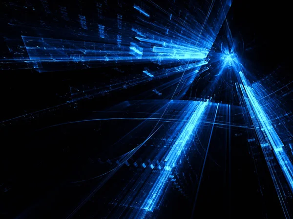 Teknolojik altyapı - cam portal. Soyut bilgisayar tarafından oluşturulan 3d çizim. Fraktal arka plan bilim-kurgu, modern teknoloji veya sanal gerçeklik tasarım projeleri için.