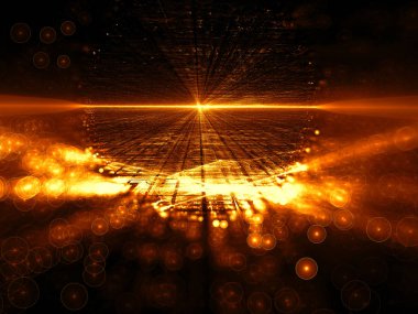 Fraktal arka plan - soyut bilgisayar tarafından oluşturulan görüntü bulanık. Dijital Sanat: altın yüzeyle noktalar ve scrathes, delik ve kabarcıklar bokeh. Kürk banner, web tasarım, posterler için.