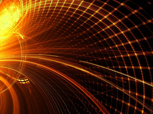 Altın fraktal arka plan - soyut bilgisayar tarafından oluşturulan görüntü. Dijital Sanat: teknoloji stil tünel kılavuz ile. Afiş için kapakları, web tasarım.