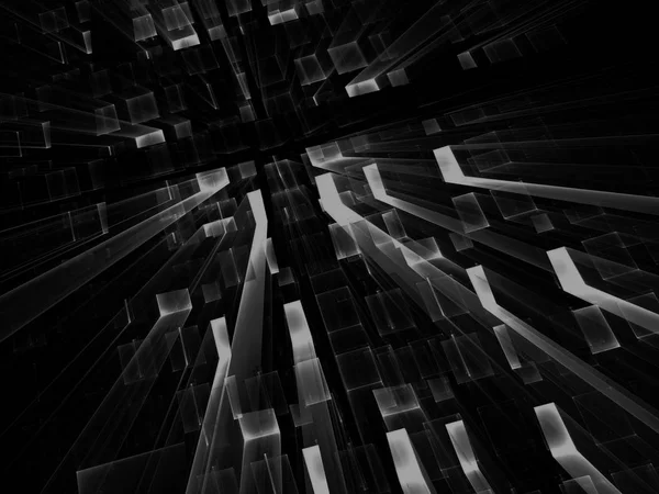 Koyu mavi teknolojik altyapı - soyut bilgisayar tarafından oluşturulan görüntü. Dijital Sanat: tünel, portal veya parlak cam blok kuyusu. Bilgi teknolojisi. bilgisayar bilimi veya sanal gerçeklik kavramı.