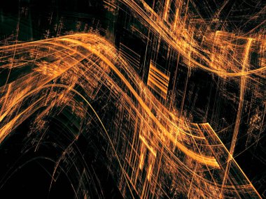 Eğri yüzey, kılavuz ve ışık efektleri ile teknoloji stili arka plan. Bilgisayar tarafından oluşturulan soyut resim - 3d çizim kapakları, web tasarım, posterler için.