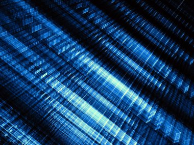 Çizgili teknolojik altyapı - soyut bilgisayar tarafından oluşturulan görüntü. Fraktal geometri: çapraz çizgiler oluşur parlayan küp. Banner, web tasarım, dijital sanat kapsar.