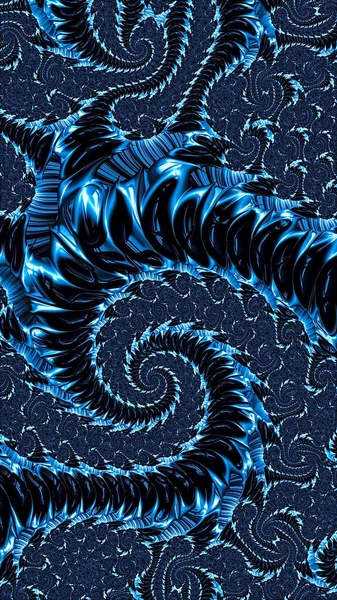 Fondo Fractal Azul Con Rizos Espirales Recolectores Imagen Abstracta Generada — Foto de Stock