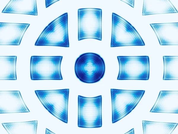 White and blue circle ornament - abstract digitally generated im