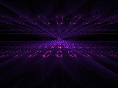 Karanlık ışıklar - perspektif arka plan parlayan. Bilim-kurgu, yüksek teknoloji veya ezoterik tema. Grafik tasarım öğesi için afiş, kapakları, posterler.