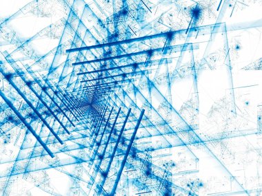 Dijital mavi üçgen beyaz - soyut resim