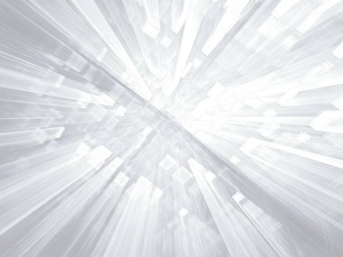 Soyut teknolojik altyapı - 3d çizim bilgisayar tarafından oluşturulan. Bakış açısı - gelecekteki kent, veri bilim ya da bilim-kurgu kavramı ile beyaz duvarlar. Web tasarım için posterler, kapakları.