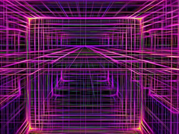 Fondo resplandeciente de neón abstracto túnel o portal digitalmente — Foto de Stock