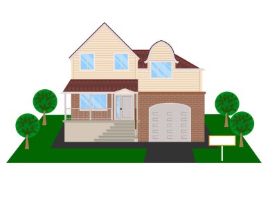 Modern ev tavan ve garaj - vektörel clipart