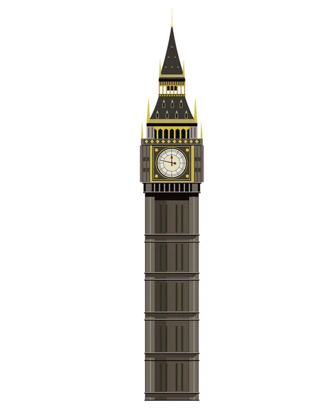 Биг Бен - высокая башня с часами в Лондоне - символ Великобритании — стоковый вектор