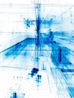 Herhangi bir amaç için beyaz ve mavi fraktal illüstrasyon - soluk zemin