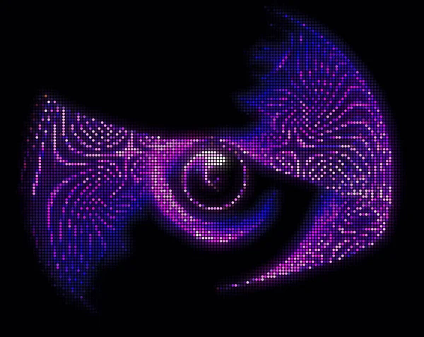 Neon glödande spiral - blå och lila vektorillustration — Stock vektor