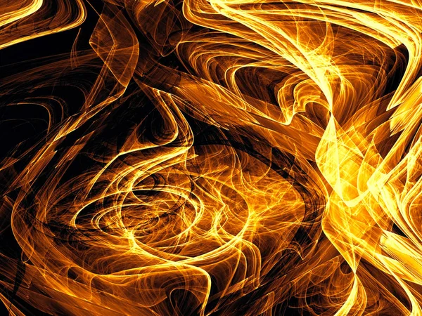 Eğriler ve vuruşlarla soyut altın arkaplan - dijital olarak oluşturulmuş görüntü