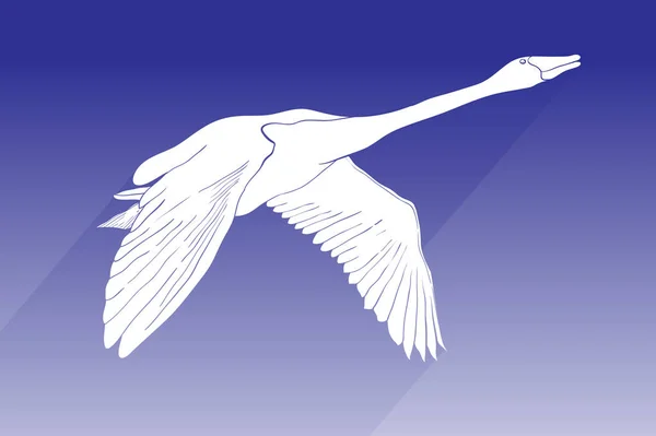 Ilustración de silueta icono del vector cisne. cisne volador con signo de sombra sobre fondo azul. icono de cisne para web y aplicación . — Vector de stock