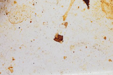 Kirli leke dokusu ve beyaz sobanın üzerindeki yağ. Beyaz arkaplanda yağ lekeleri