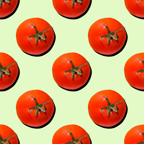 Vegetabiliska Sömlösa Mönster Färska Tomater Grön Bakgrund — Stockfoto