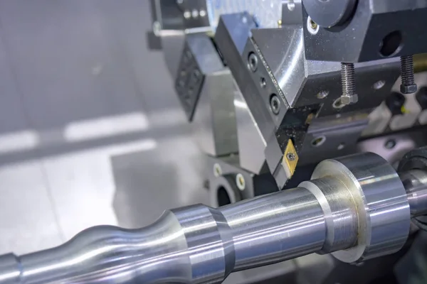 Máquina Torno Cnc Máquina Torneado Corte Varilla Aluminio Proceso Fabricación —  Fotos de Stock