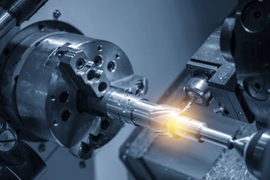Cnc Torna veya Torna makine kesme groove yuvası pirinç mili freze işmili tarafından. Merhaba - proses teknolojisi yapımı.