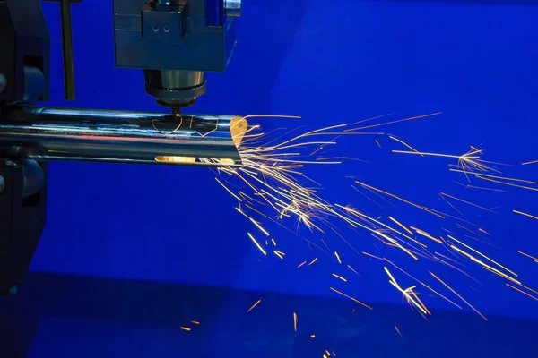 Máquina Corte Por Láser Fibra Cnc Corta Tubo Tubo Inoxidable — Foto de Stock